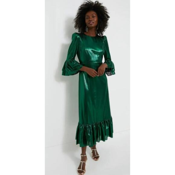 Tuckernuck Tops - TUCKERNUCK Pomander Place Emerald Crinkle Lurex Lillith Dress NWT Size Small